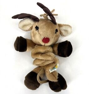 1986 Dakin Rudolph Reindeer Musical Pull Plush Lullaby Toy Vintage Working